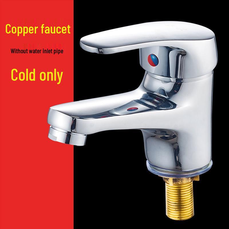 All-Copper Single Hole Hot and Cold Bathroom Countertop Basin Faucet