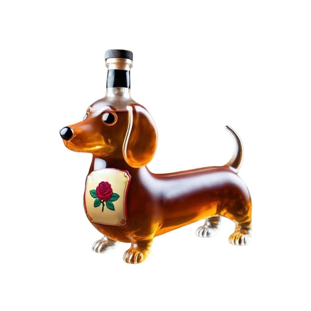 Funny Dachshund Dog Whiskey Bottle Decanter Transparent Glass Wine Bottle Sealed Wine Jar for Housewarming Gifts