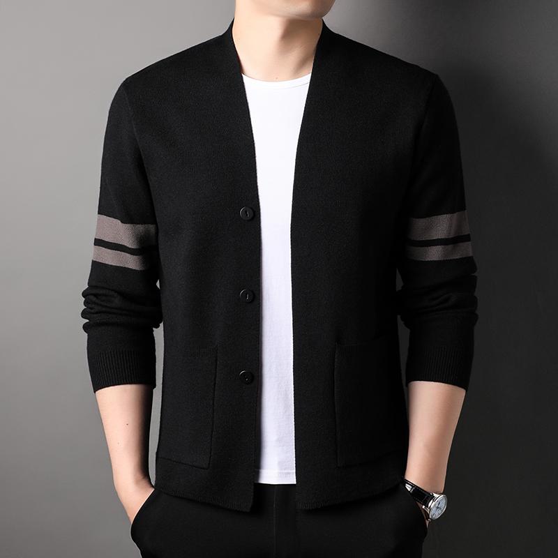 Men's Cardigan Sweater Outerwear Autumn Winter Korean Version Solid Color Knitwear Casual Versatile Men'swear