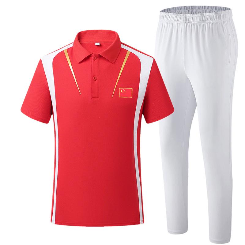 Summer Short Sleeve Sports Set for Men & Women: Polo Shirt & Running Uniform