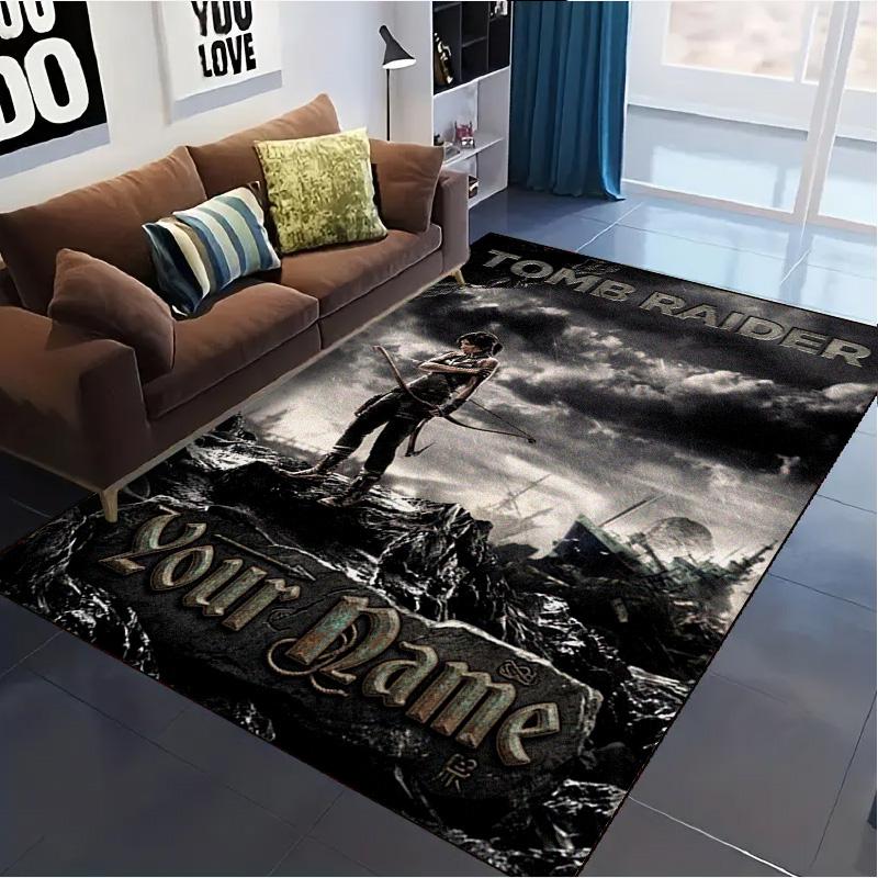 Name Custom Tomb Raider Carpet Rug for Living Room Bedroom Home Sofa Decoration,Kids play Non-slip Floor Mat
