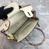 Cross-border Lychee Pattern Color Matching Platinum Bag Cowhide Women's Bag Contrasting Color Handbag Large Capacity Shoulder Crossbody Wedding Bag