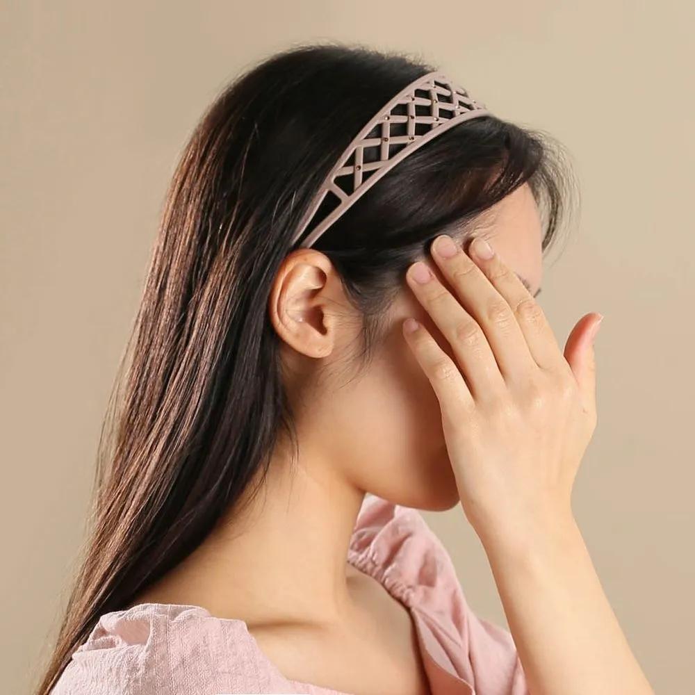 Point Headband Thick Headband Angel Scrunchie Cubic Mesh Beige