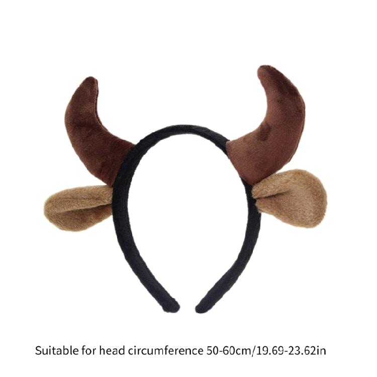 Women Hairbands Festive Cow Horn Birthday Party Photo Booth Props for Girl