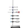 Lab Stand Support, Laboratory Retort Support Stand Set, Steel Lab Stand 23.6" Rod and 8.3" x 5.3" Cast Iron Base, Includes Flask Clamps, a Burette