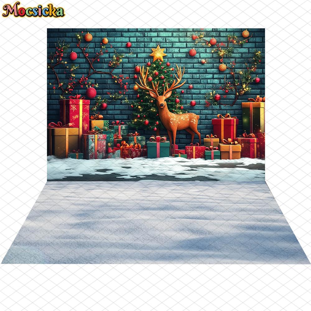 Mocsicka Christmas Background Photography Happy New Year Party Xmas Tree Graffiti Wall Decoration Child Photo Backdrop Wallpaper