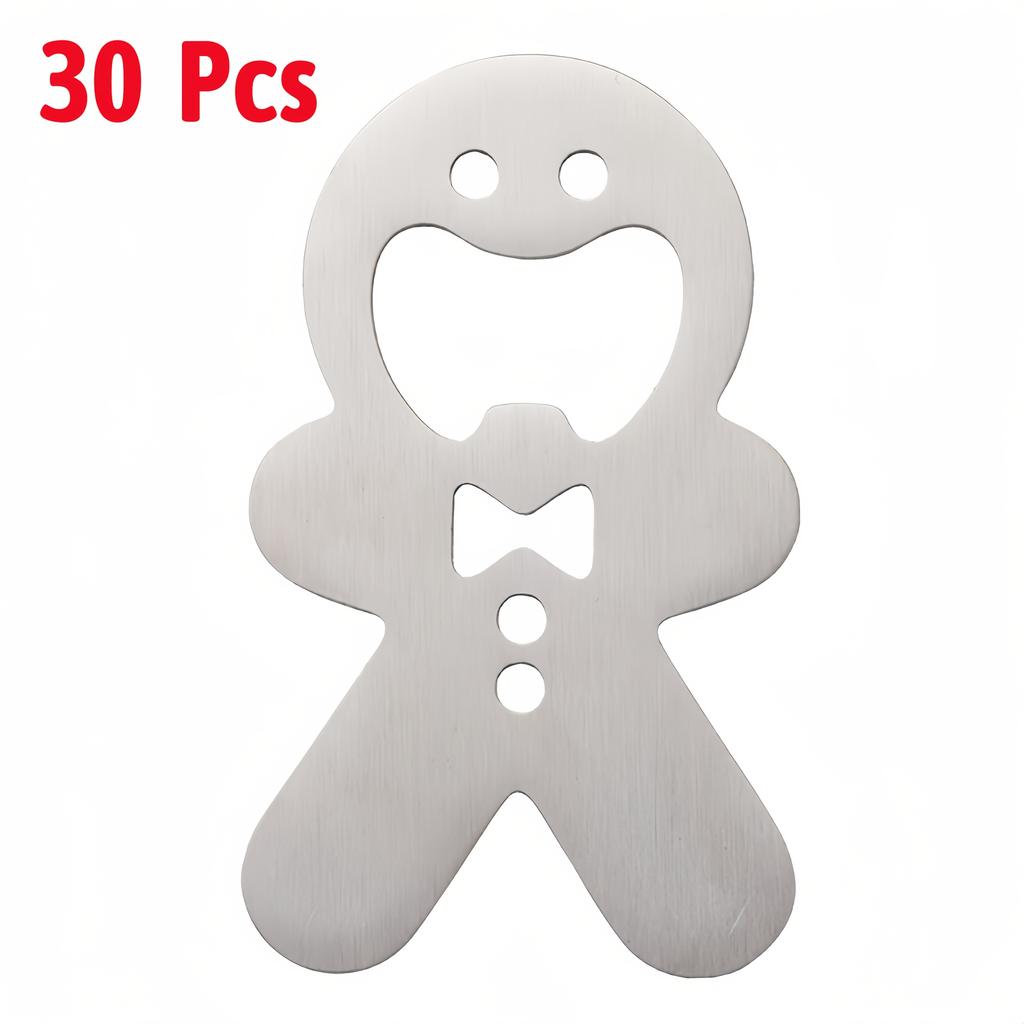 30pcs Gingerbread for Man Beer Bottle Openers, Adorable Cartoon Design, Parties , Christmas Gifts 30 Count, Holiday Gift Item, Playful Accessory