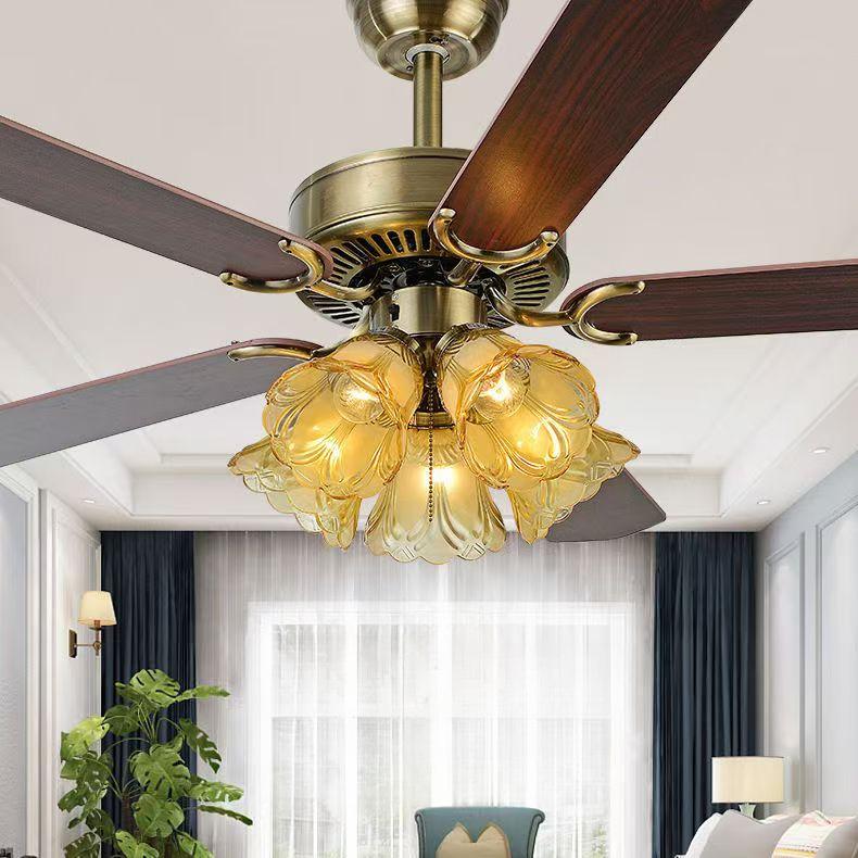 48-inch Remote Control 6-speed Reversible Interior Motor Dual Air Vane Ceiling Fan Lights