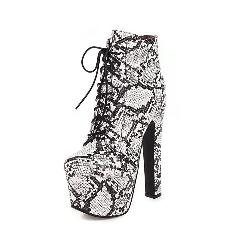 Seksowne botki damskie na platformie jesienno-zimowe skórzane ultra szpilki sznurowane czerwone czarne buty fetysz duży rozmiar 45