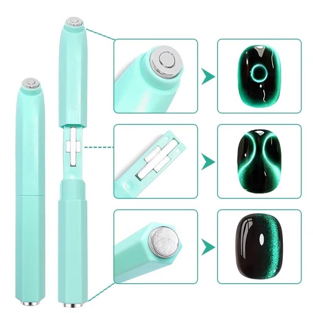 3-in-1 Cat Eye Nail Art Stick DIY Multifunctional Nail Art Magnetic Pen 3D Circular Diagonal Effect зелёный