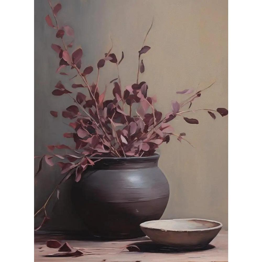 Vintage Botanical Burgundy Floral Posters Olive Branch Fruit Still Life Prints Canvas Painting Wall Art Pictures Home Room Decor