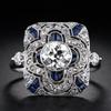 Platinum-Plated Blue Sapphire Women's Engagement Ring – European & American Boutique Jewelry