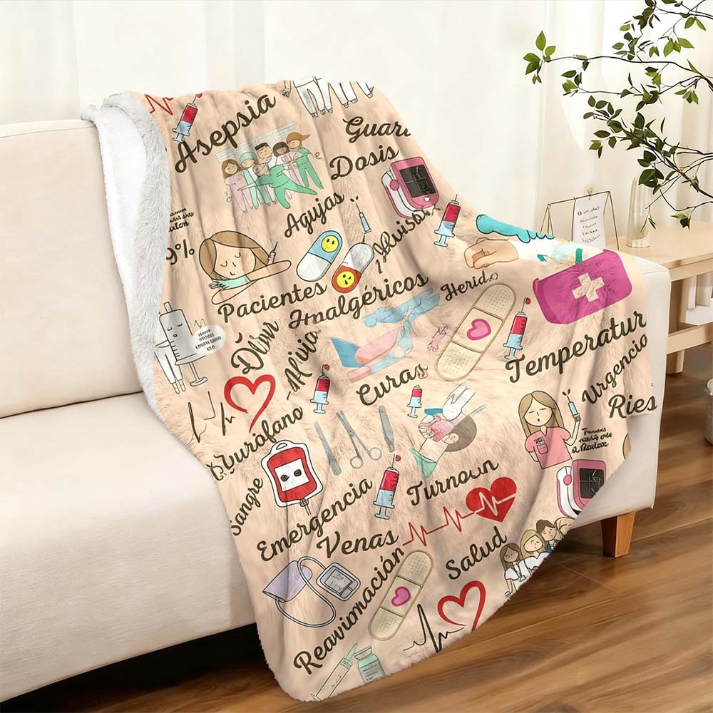 1Pc  Personalized Nurse Gift Blanket Custom Medical Nursing Themed Flannel Throw Blanket For Healthcare Workers Rn Lpn