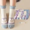 5 Pairs Girls Cute Rabbit Crew Socks Breathable Durable Knit and Trendy Polka Dot Design
