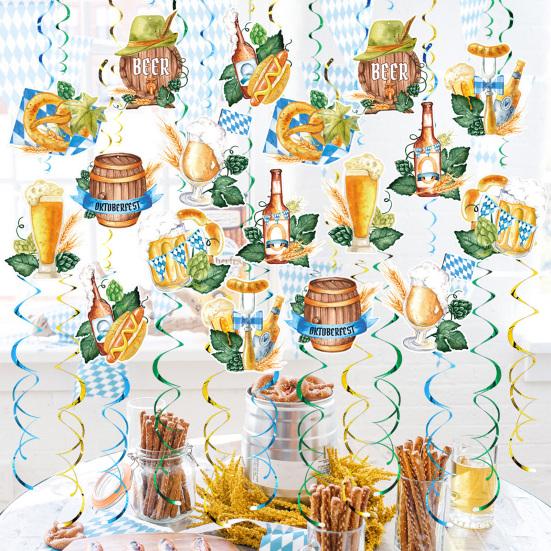 48 Pcs Oktoberfest Hanging Swirl Decorations Beer Festival Hanging Spiral Streamer Ceiling Decor for Oktoberfest Themed Party Supplies
