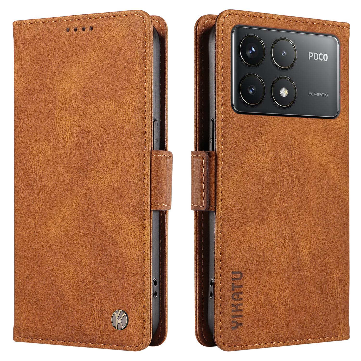 

For Xiaomi Poco F6 Pro 5G/Redmi K70 5G/K70 Pro 5G Case Leather Wallet Phone Cover Brown