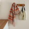 Tonglu Women's Mohair Winter Scarf: Black & White Plaid, High-End, Thick & Warm Neck Warmer