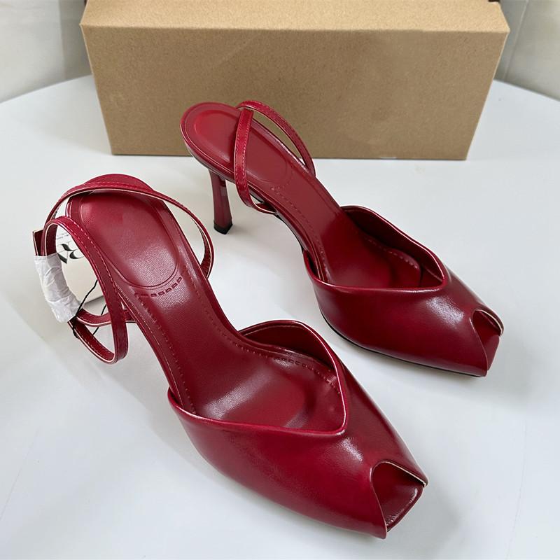 Fashion Fashion Peep Toe Soft PU Leather Women Gladiator Sandals Sexy Ankle Strap Office Lady High Heels Summer Wedding Bridal Shoes