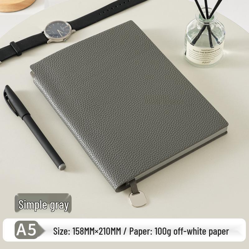 New Lychee Grain A5 Faux Leather Business Notebook Set, Thick Soft Cover, Practical for Everyday Use