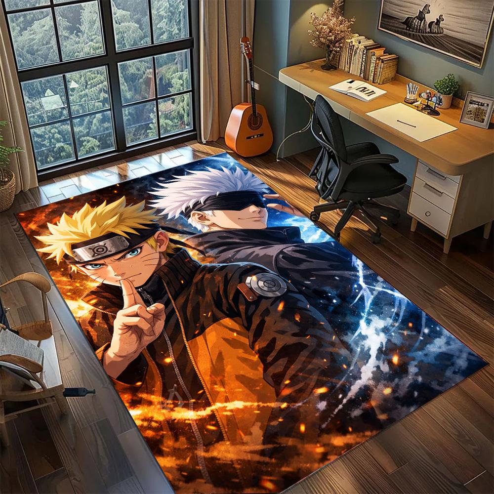 Large Area Rugs Naruto Carpet for Gamer Room Bedroom Home Decor Washable Non Slip Floor Mat