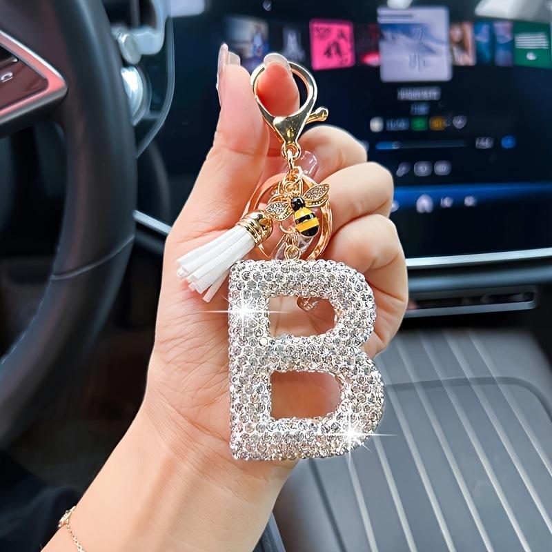 Mode 26 Bokstäver A-Ö Nyckelring Lyxig Elegant Strass Legering Nyckelring Väska Bil Hänge Smycken Tillbehör