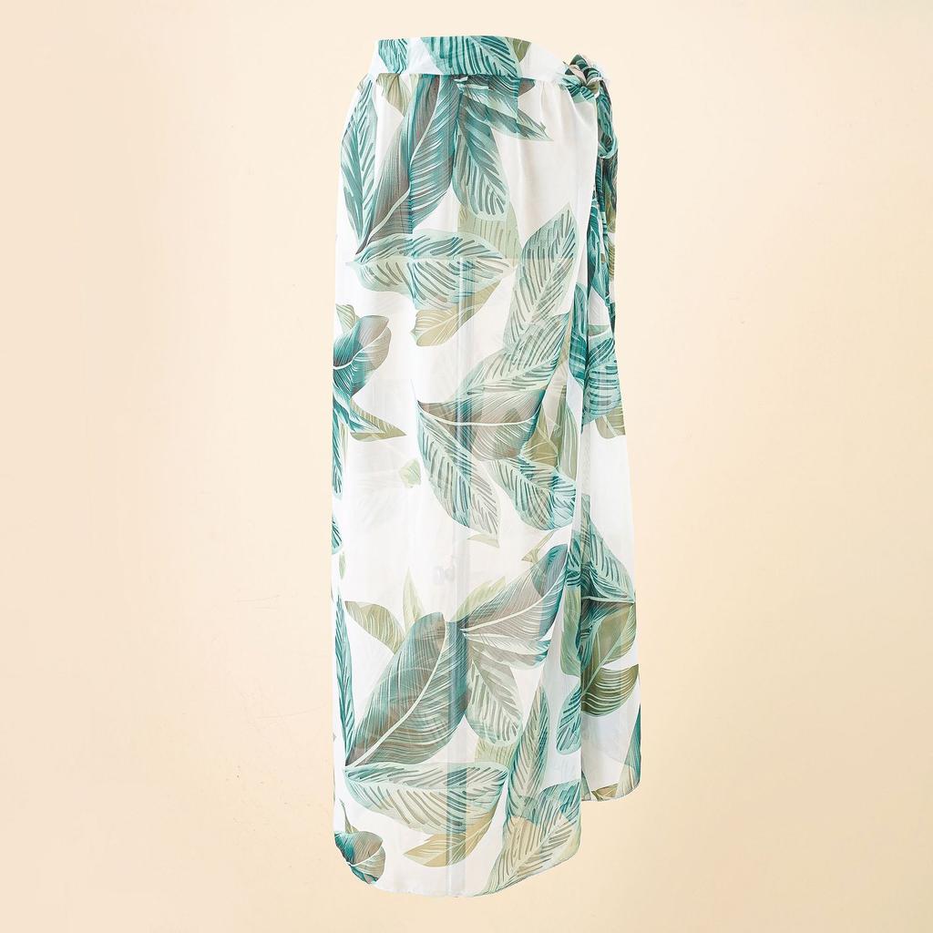New Summer European And American Style Leopard Print Beach Vacation Chiffon Tie-Dye Lace-Up Beach Wrap Skirt