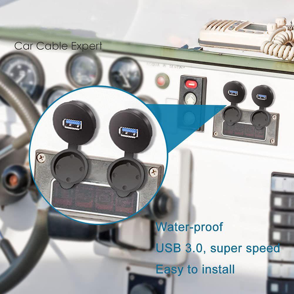 Vehicle Extension Cable Waterproof Dashboard Car Flush Mount Cable Panel USB 3.0