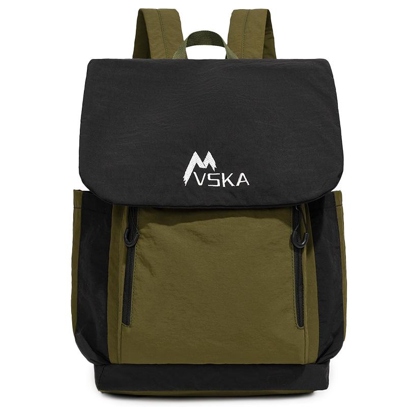 

Unisex Contrast Backpack Lightweight Travel Large Capacity Backpack Student Schoolbag армія зелений колір
