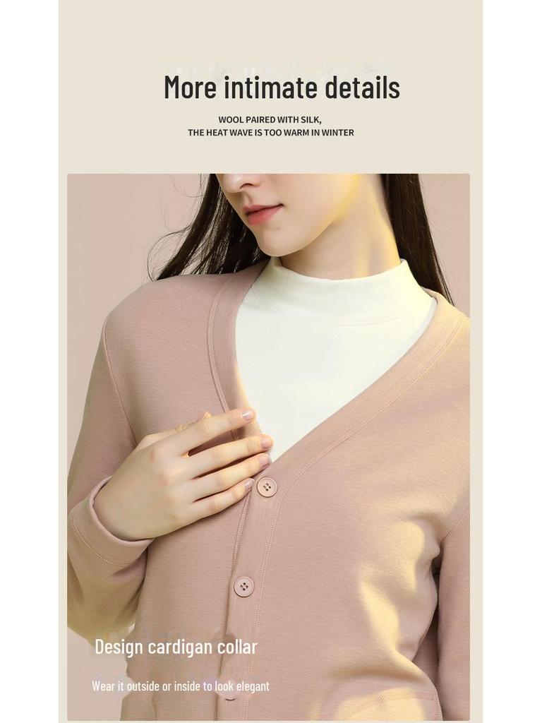 Women's Camel Hair Velvet-Lined Cardigan & Trousers Set for Middle-Aged & Elderly - Warm, Long-Sleeve, Autumn/Winter