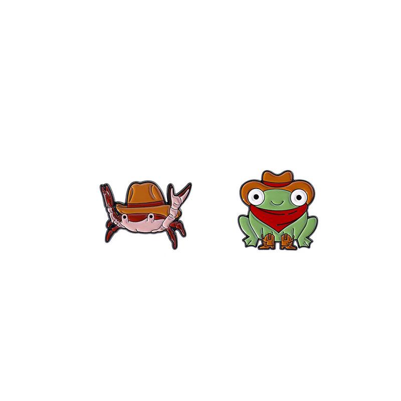 Cute Animal Cartoon Denim Hat Brooch - Fun Personality Badge Accessory