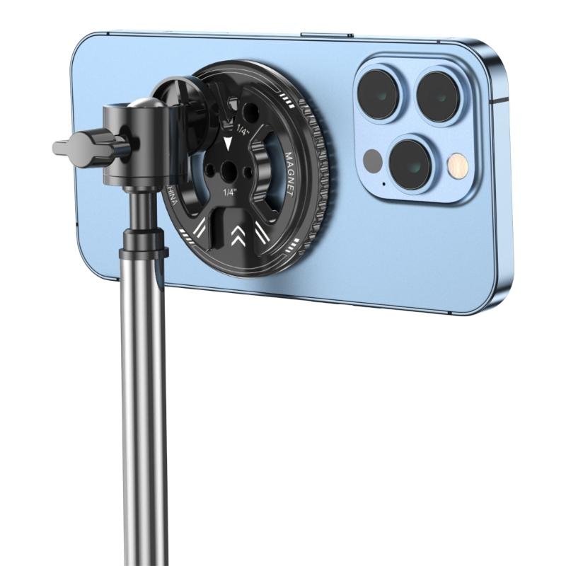 Universal Magnetic Phone Adapter With Cold Shoe Mount 1/4Inch Thread For Camera Tripod Bracket Aluminum Alloy Phone Holder
