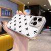 Classic black and white cross flower premium design Apple 12promax mobile phone case iPhone17 matte protective case