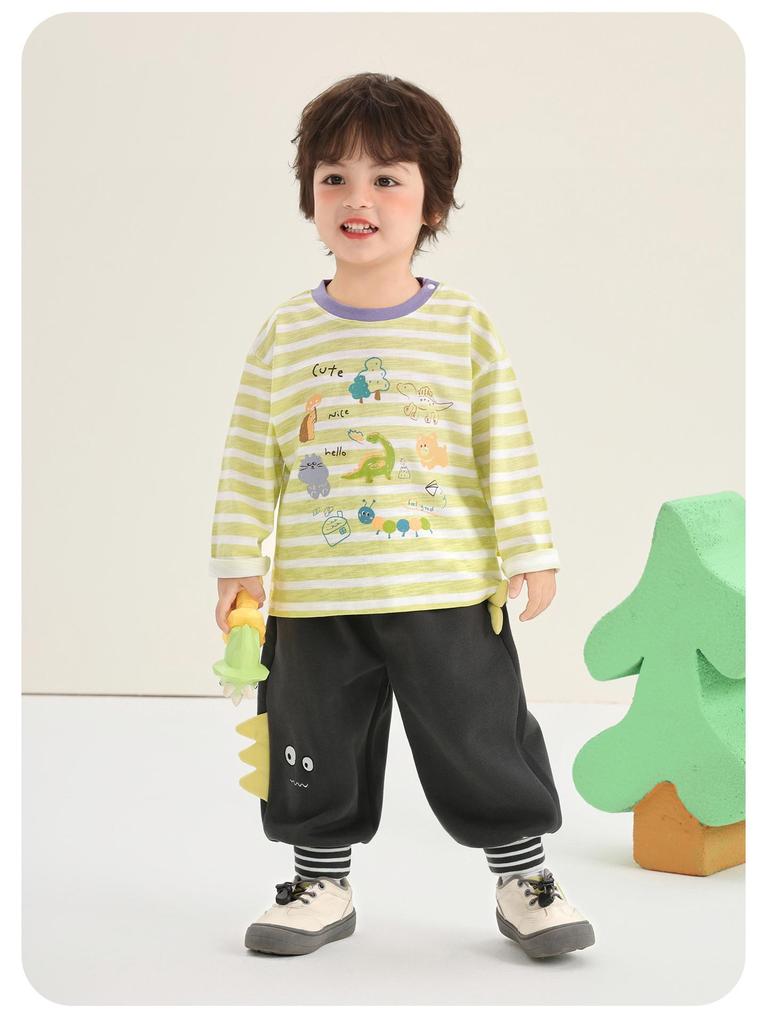 Kaka Panda Kids' Long-Sleeve Base Layer T-Shirt - Spring/Fall Trendy Wear