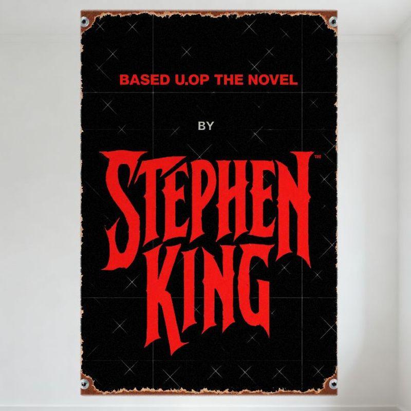 Vintage Stephen King Metal Tin Sign Based On the Novel Gothic Style X Grid Rusty Border Bolted Corner Aged Distressed Poster for