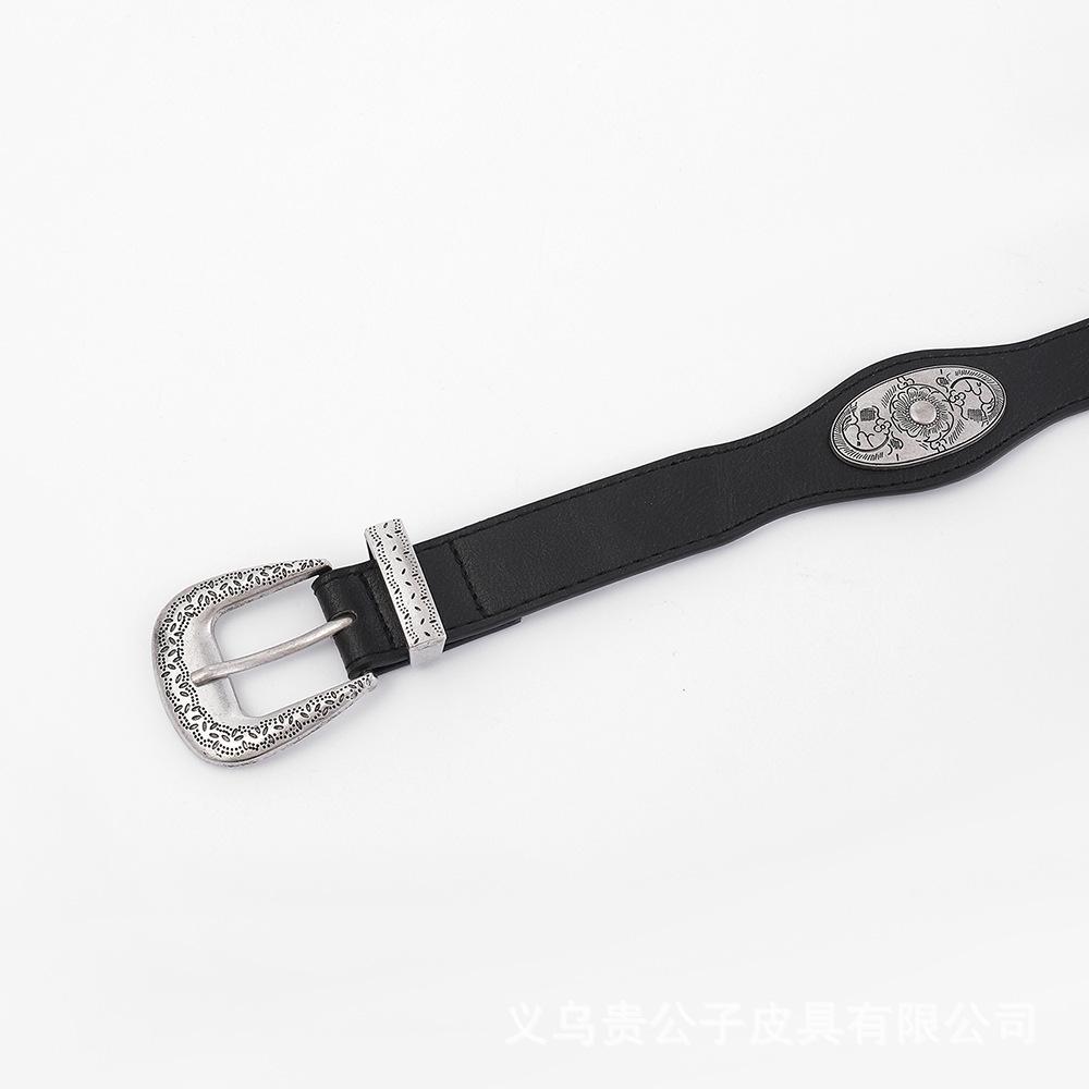New Curved Belt, High-end Punk Rivet Belt, Western Denim Retro Wave Belt