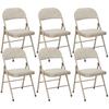 Set of 6 Folding Chairs, Portable Office Chairs, Steel Legs, Folding Chair for Office, Reception, Waiting Room, Linen Look Beige