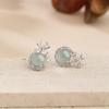 Natural blue water jadeite sterling silver stud earrings S925 silver inlaid fresh and sweet beautiful women's earrings fashion jewelry gifts
