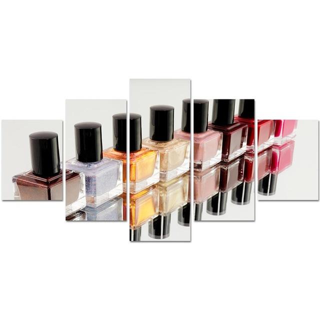 No FrameCanvas Painting 5 Pieces Beauty Salon Nail Polish Flower Poster HD Print Picture Living Room Decor Home Modular Wall Art