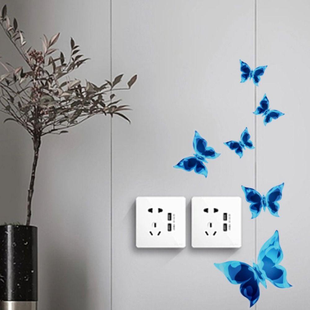 

Glow In The Dark Butterfly Switch Sticker DIY Blue Butterfly Decal Living Room
