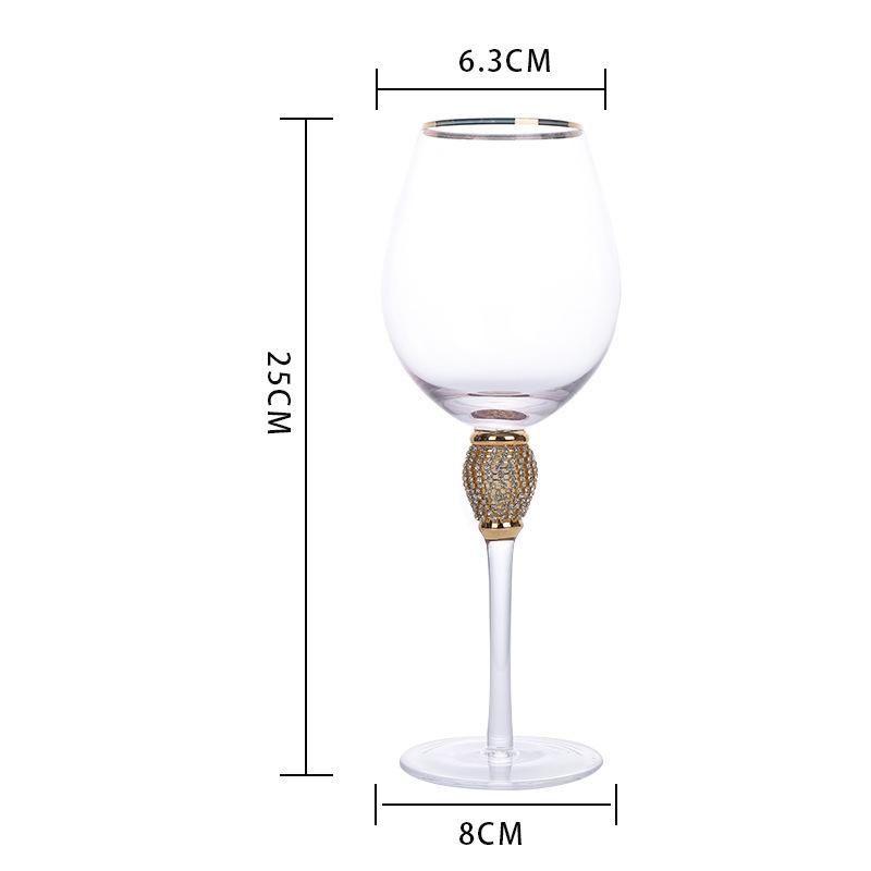 Palace Luxury Western Wine Cup Goblet Gold-Inlaid Diamond Handmade Cocktail Champagne Wine Mug Holiday Gift Red Wine Glass 101-200ml