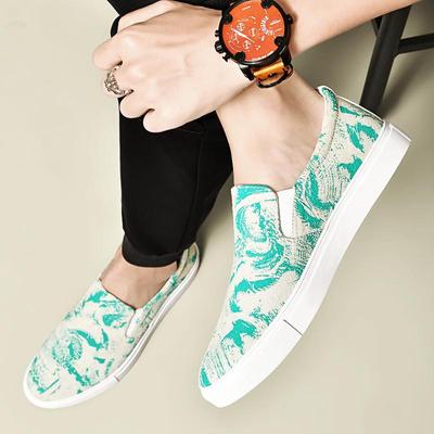 Fashion Fashion Trends Printed Summer Men Loafers Genuine Leather Casual Commute Shoes Men Comfort Slip-on Breathable Men Sneakers Shoes