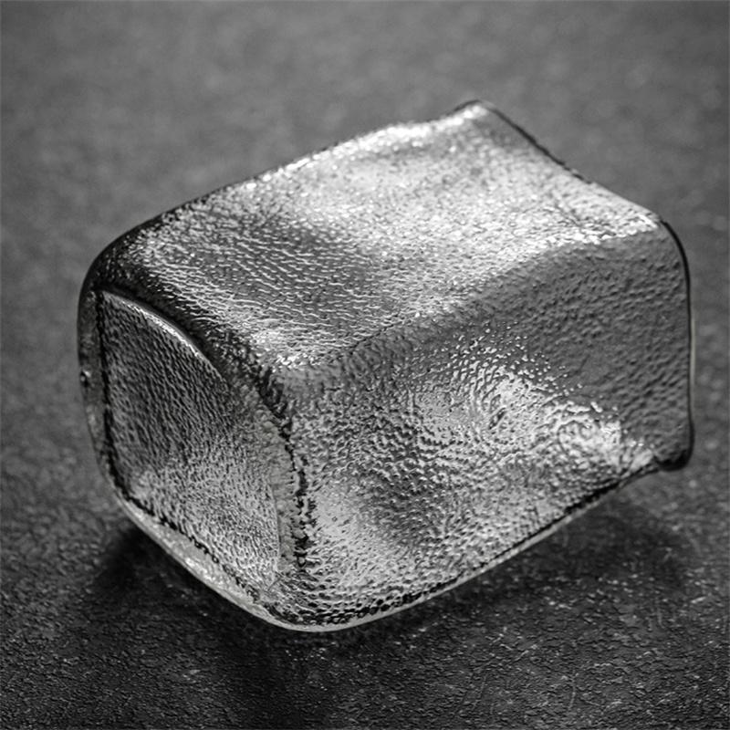 Japanese 300ml Square Hammer Glass Fair Mugs Tea Pitcher Heat Resistant Tea Cup Chahai Tea Divider Kung Fu Tea Set Accessories