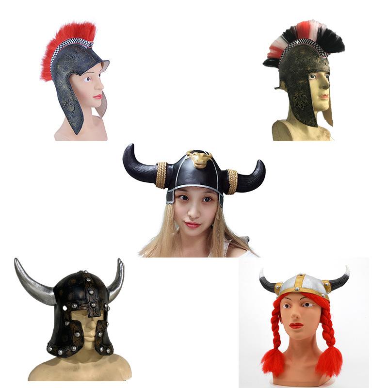 Halloween Viking helmet costume, Spartan warrior helmet, samurai helmet, latex prop for performances