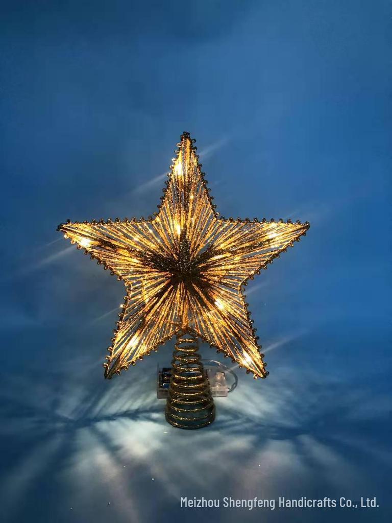 Wrought Iron Luminous Glitter Treetop Star Christmas Decoration