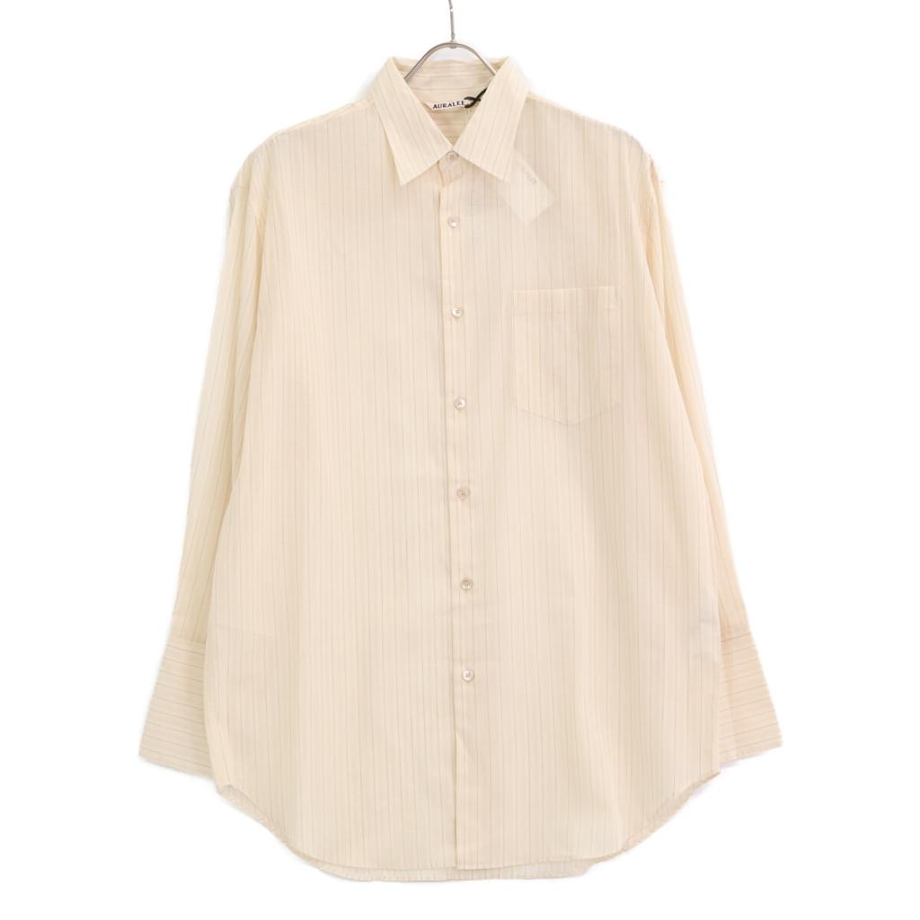 AURALEE A24Stainless Steel04OS HARD TWIST FINX ORGANDY STRIPE SHIRT tops 0 beige stripeUsed