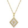 Rhombus Shell Zircon Light Luxury Temperament Gorgeous Full Diamond Necklace Female Versatile Collarbone Chain Titanium Steel Chain