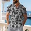 Men's Palm Tree Print Short Sleeve Shirt with Chest Pockets Casual Beach Style
