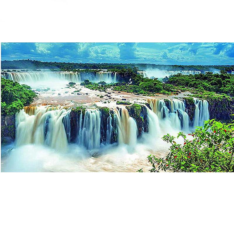 5D Diy Full Diamond Painting Scenery of Mountain Stream and Waterfall Diamond Cross Stitch Living Room Wall Painting Home Decor