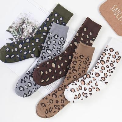 1/5 Paar Mode Leopardenmuster Socken für Damen Weich Vielseitig Modisch Mädchensocken High Street Beliebt Niedliche Socken