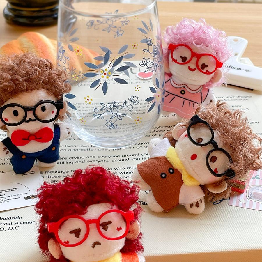 Plush Doll Keychain With Glasses For Gift And Bag Decor